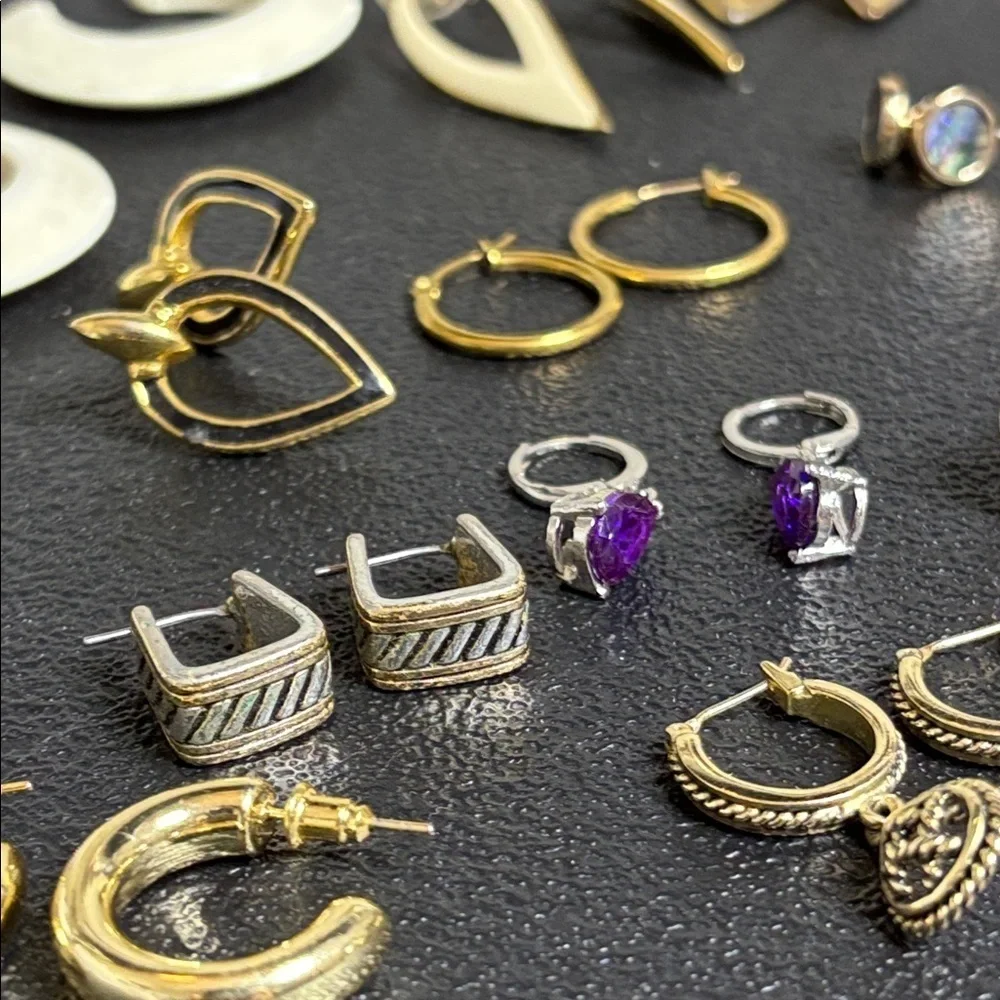 Bundle 14 Pairs Fashion Earrings Lot Gold Silver Pearl Rhinestone